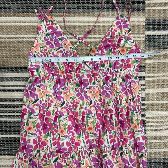 Storia Women's Maxi Dress Sleeveless Floral Print Lined Cross Back Multicolor XS - Picture 14 of 16